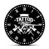 mazhant Old School Art Tattoo Studio Reloj de Pared Moderno Cráneo y Reloj Tribal Reloj Salón...