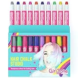 Girlzone Regalos para Niñas Tizas para el pelo 10 Tizas de Color Lavables Fácil Usar: 10 Colores...