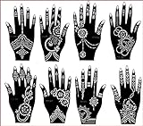 Plantillas para tatuajes de henna, 8 unidades, set de manos Mahal