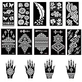 14 Hojas Henna Tatuajes Temporales Plantillas, Mehndi Templo, árabe Indio Pintura Arte Mano, Cuerpo