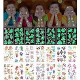 ACWOO Dibujos Animados Tatuaje, 30 Hojas Luminoso Unicornio y Sirena Calcomanias para Niños, 350+...