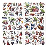 5 Sheets Tatuajes temporales de Marvel Avengers, pegatinas de piel (más de 100 diseños),...