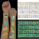 40 hojas Tatuajes falsos Temporales y luminosos para Niños - Tatuajes de Unicornio, Dinosaurio,...